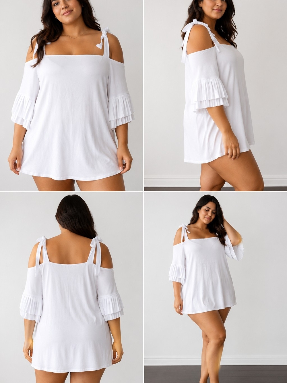 Peter Nygard White Ruffled Sleeve Top